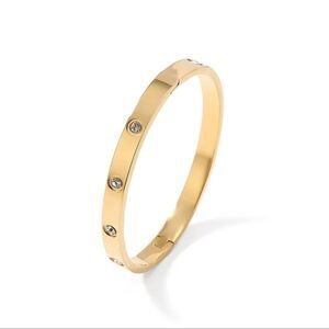Gold Plated Love Zirconia Bangle Bracelet